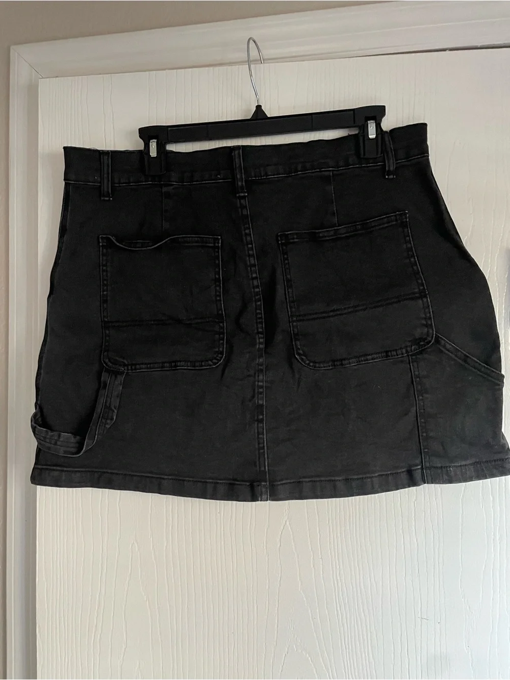 Black Denim Mini Skirt - Women's Casual Pocket Skirt